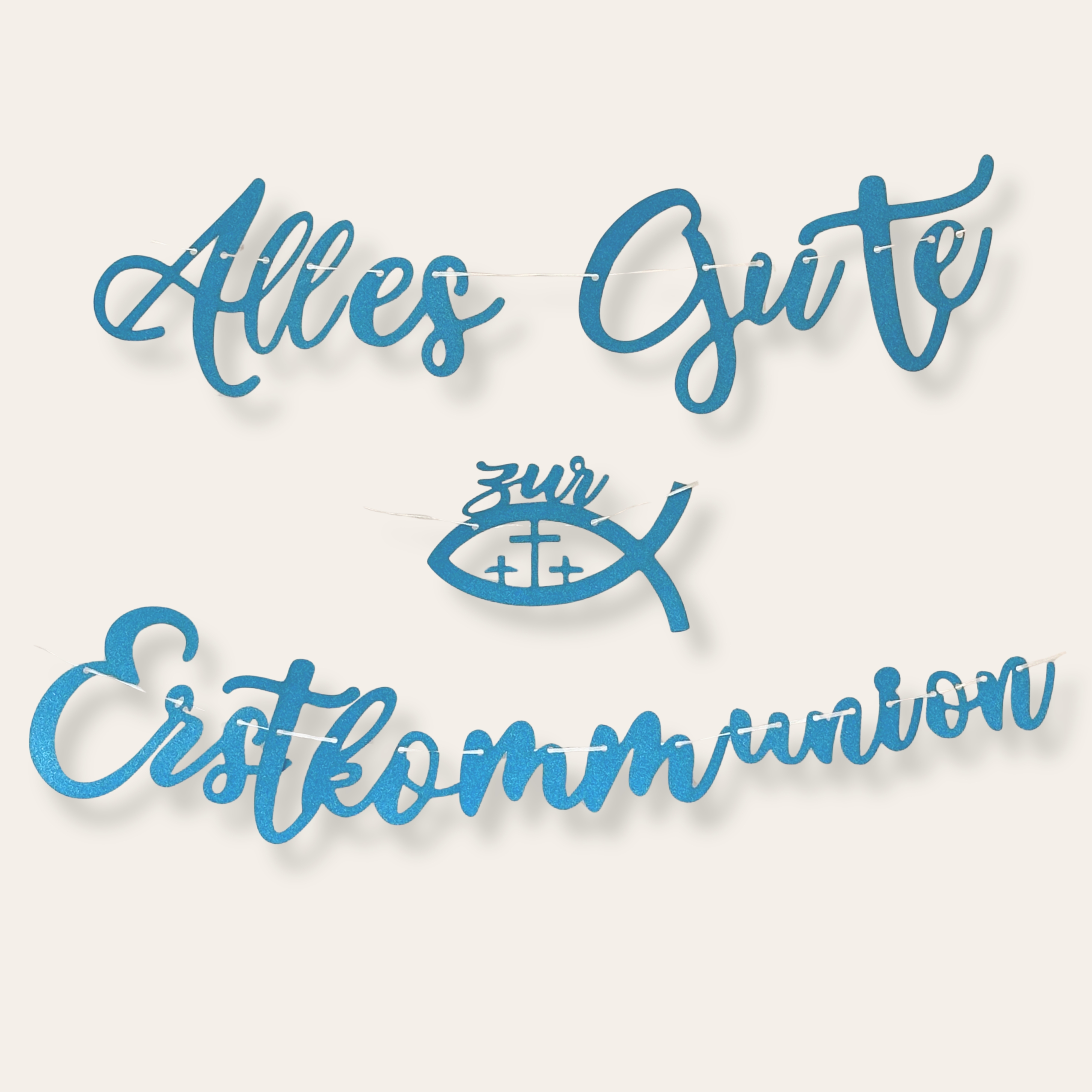 Erstkommunion Girlande Alles Gute Blau