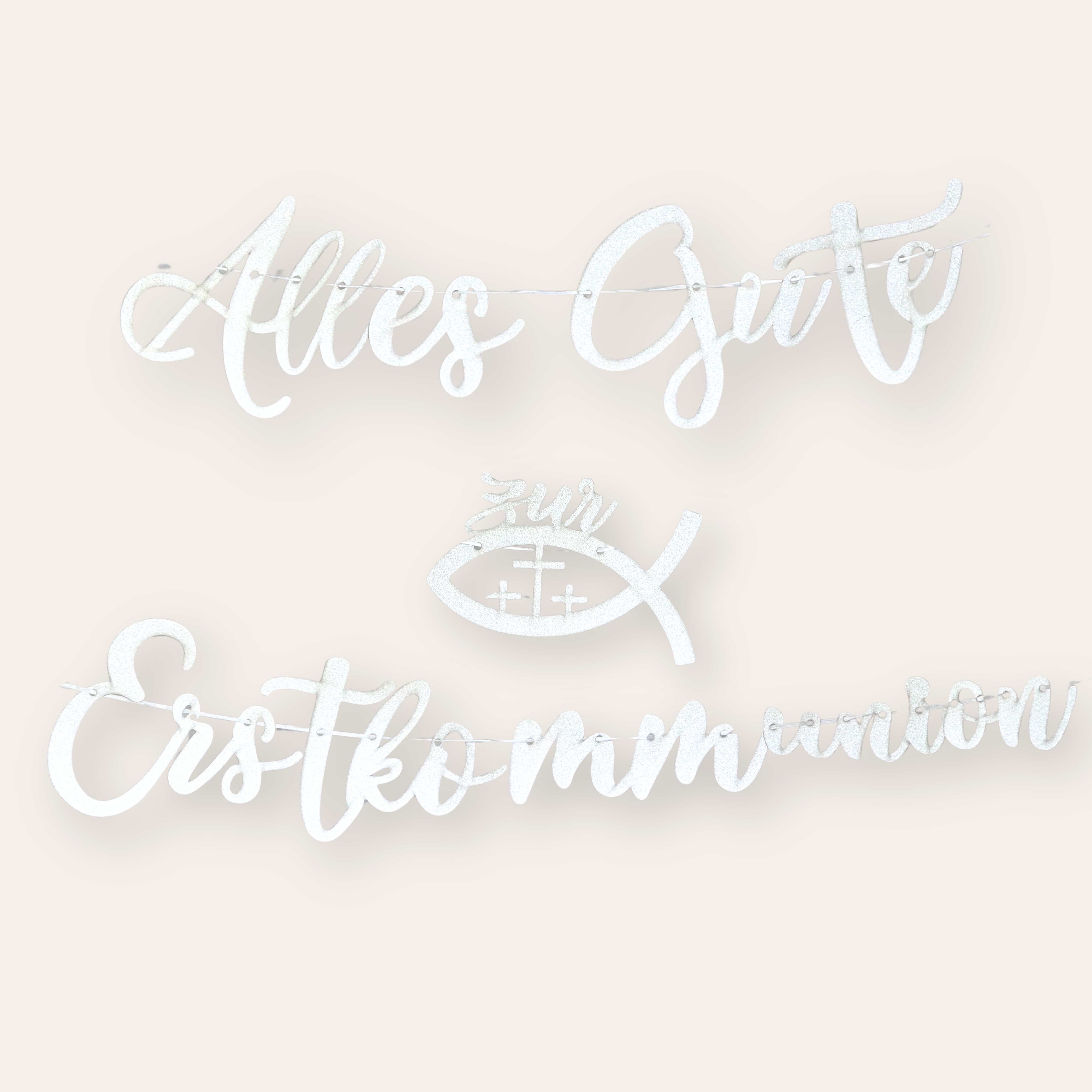 Erstkommunion Girlande Alles Gute Silber