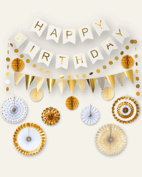 Geburtstagsdeko Weiß-Gold
